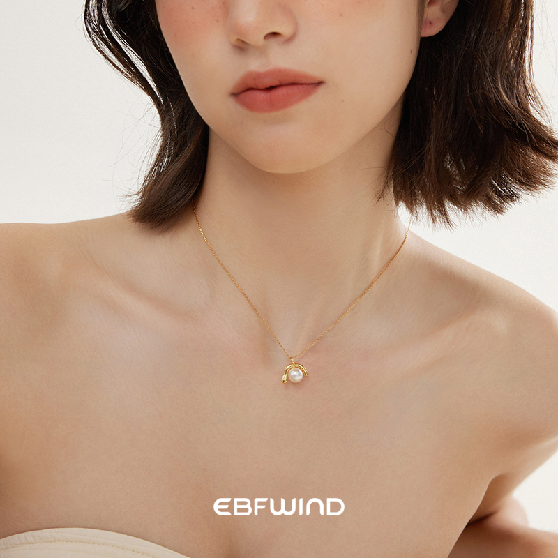 EBFWIND海岛予贝 法式复古简约气质U形仿珍珠日常百搭高级感项链
