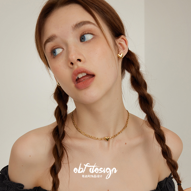 EBF爱心钛钢欧美防掉色锁骨链