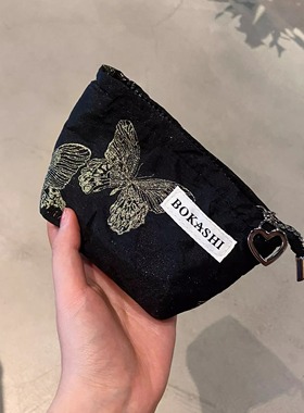 金蝴蝶高级感便携大容量小化妆包女零钱包手拿包旅行化妆品收纳包