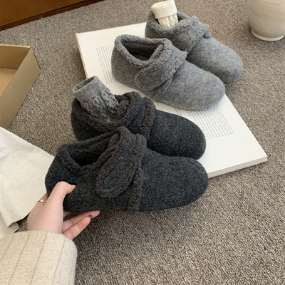 复古魔术贴玛丽珍毛毛鞋女2025冬季外穿内增高加绒勃肯鞋保暖棉鞋