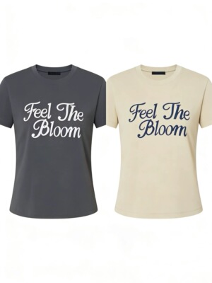 正品2026夏新品艺术字体印花收腰正肩弹力棉短袖T恤MBF2TEE046