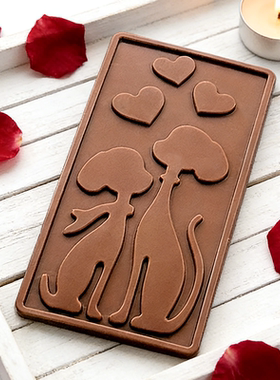 100g甜心狗狗巧克力硅胶模具 七夕情人节萌宠饼干烘焙装饰模4588