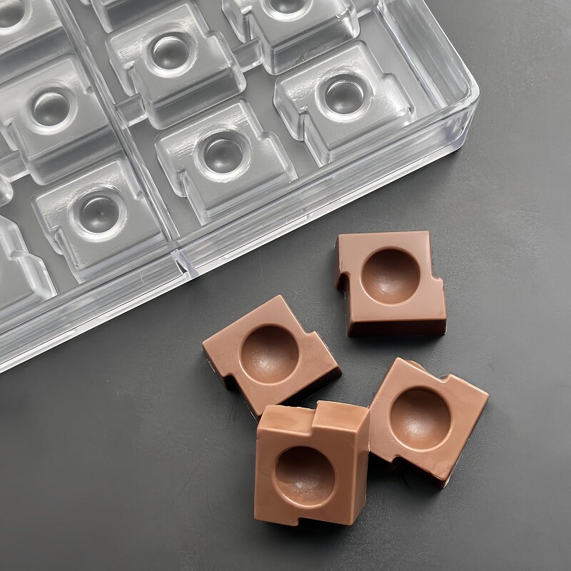 12g 24连正方形Z字形中凹圆bonbon巧克力模具 加厚PC糖果手工模具