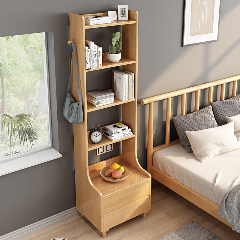 实木床头柜卧室创意迷你小型书架床头超窄收纳柜简约储物床边柜