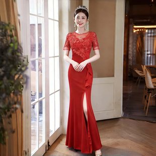 法式年会晚礼服女春秋2026新款轻奢高级感名媛宴会主持人包臀长裙