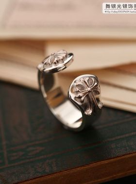 泰国饰品纯银朋克风开口戒指