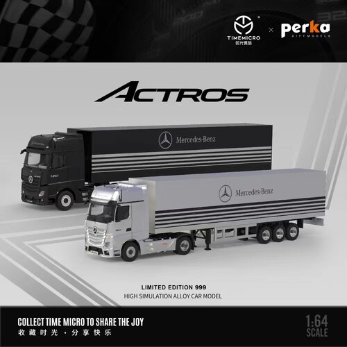 TimeMicro +Perka 联名款1:64 奔驰Actros货柜车仿真合金汽车模型