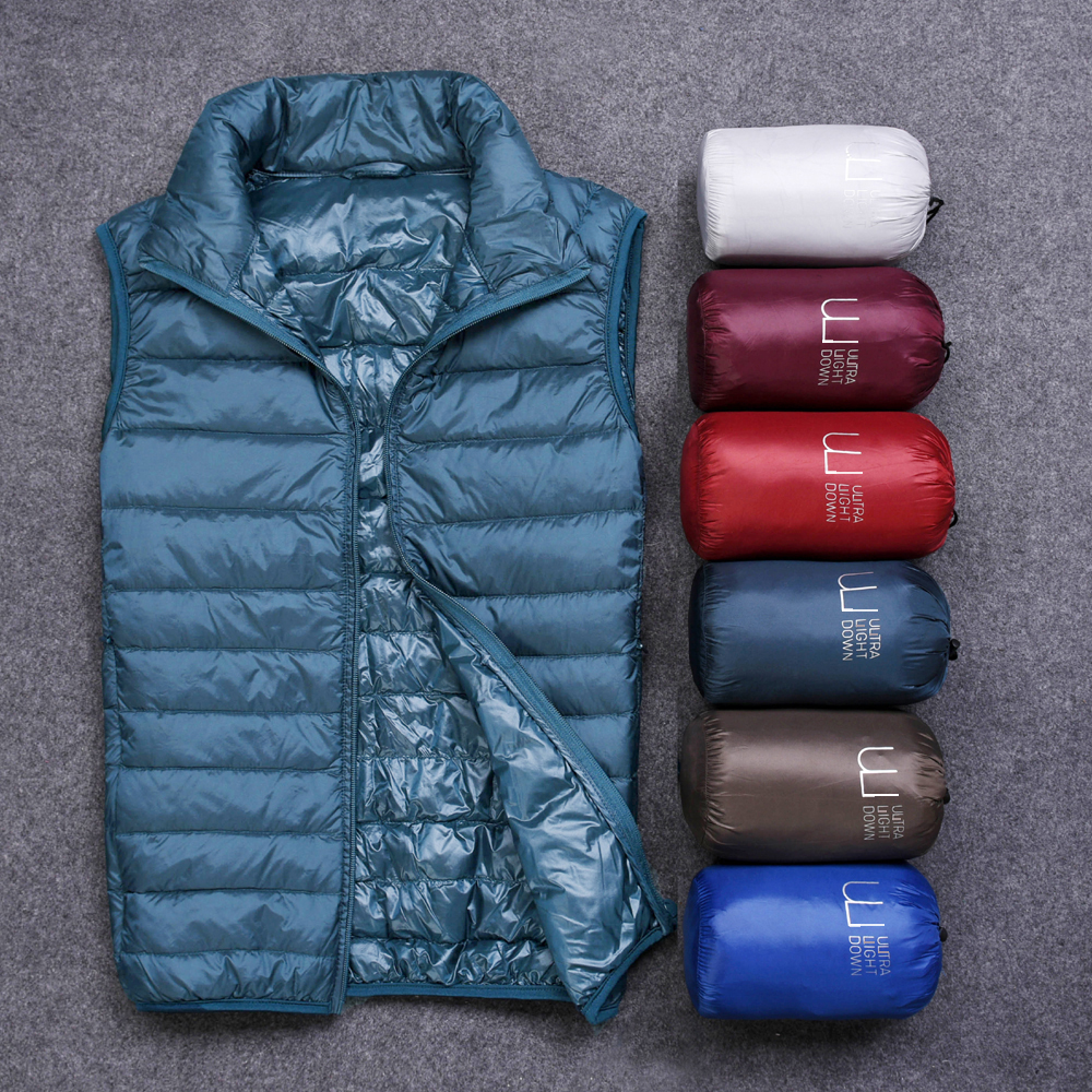 Autumn and winter 2020 new mens ultra lightweight down vest, stand collar, short thermal vest, shoulder jacket, couples style