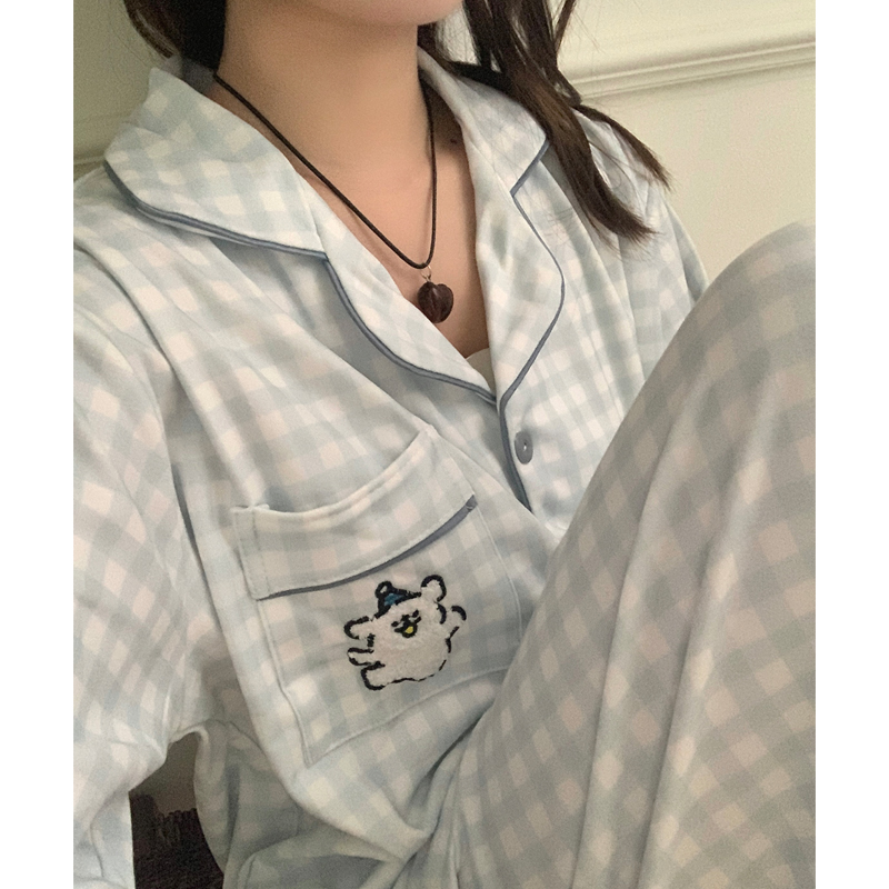 蓝格小熊德绒冬季睡衣女