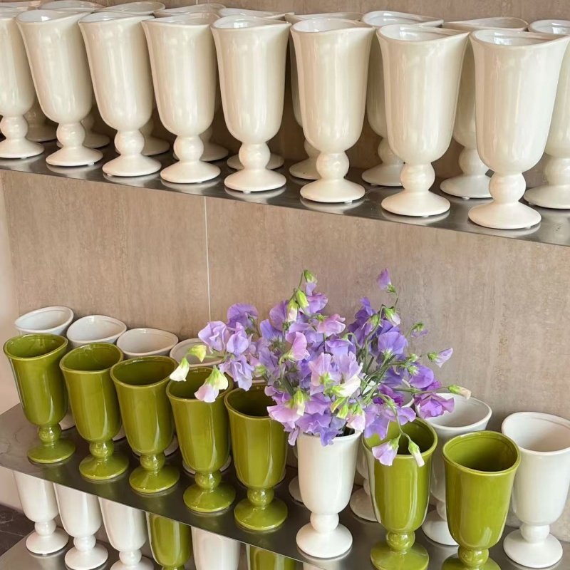 简约现代高脚陶瓷花瓶家居饰品玄关餐桌摆件栽单株蝴蝶兰插鲜花器,家居饰品,花瓶,淘宝优惠券,粉丝福利购,淘宝优惠卷