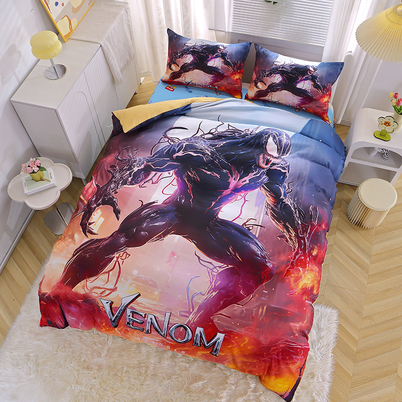 蜘蛛侠漫威男孩四件套儿童卡通动漫毒液蚁人格鲁特床单被套三件套