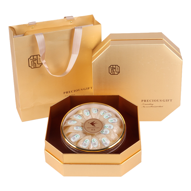 通用金色八角燕窝包装盒海参西洋参石斛红参礼品盒鹿茸片纸盒空盒