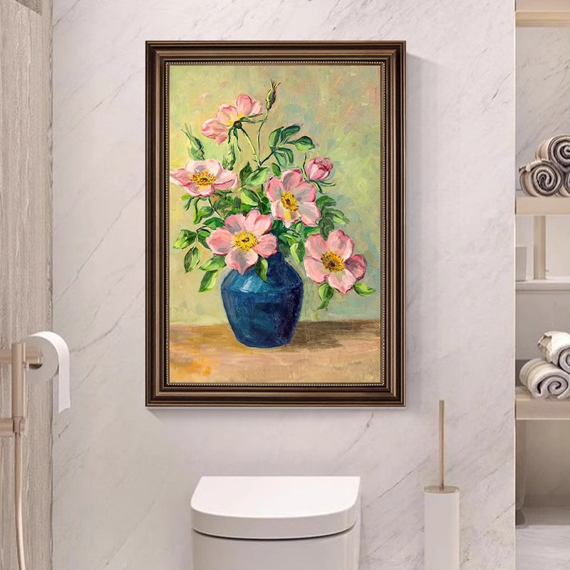 美式梵高向日葵装饰画大芬油画客厅玄关挂画欧式卫生间洗手间餐厅图片