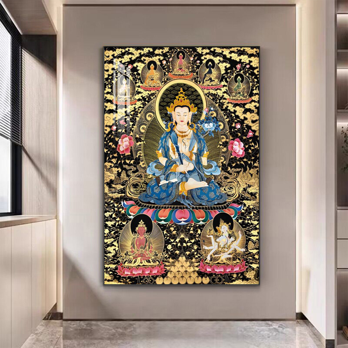 空虚藏菩萨藏式佛像唐卡禅室茶楼玄关客厅壁画书房有框装饰挂画