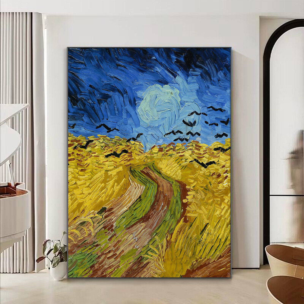 梵高装饰画世界名画丰收客厅沙发背景墙卧室餐厅玄关挂画轻奢油画