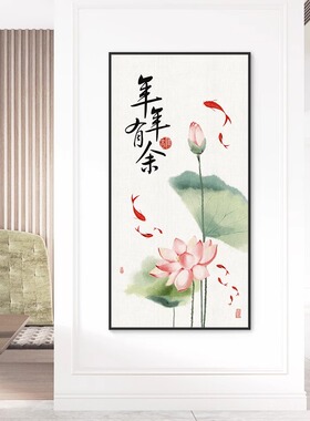 葫芦图中式挂画玄关茶室背景墙画大气高级复古招财纳福镇宅装饰画