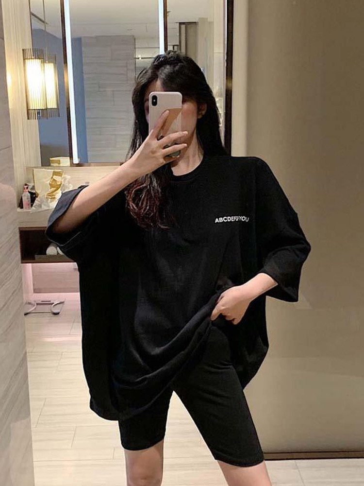 출산복 여름 얇은 레터톱 반팔반바지 레깅스 아우터 멋쟁이 여름원피스 트렌디맘 투피스 세트