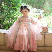 中秋玉兔女童汉服连衣裙春夏儿童古风超仙襦裙唐装 公主裙演出服秋