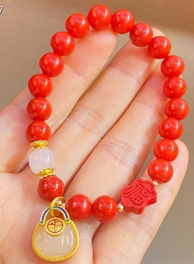 重生珠宝高含量紫晶砂福包福气满满的单圈手链，直径8mm！