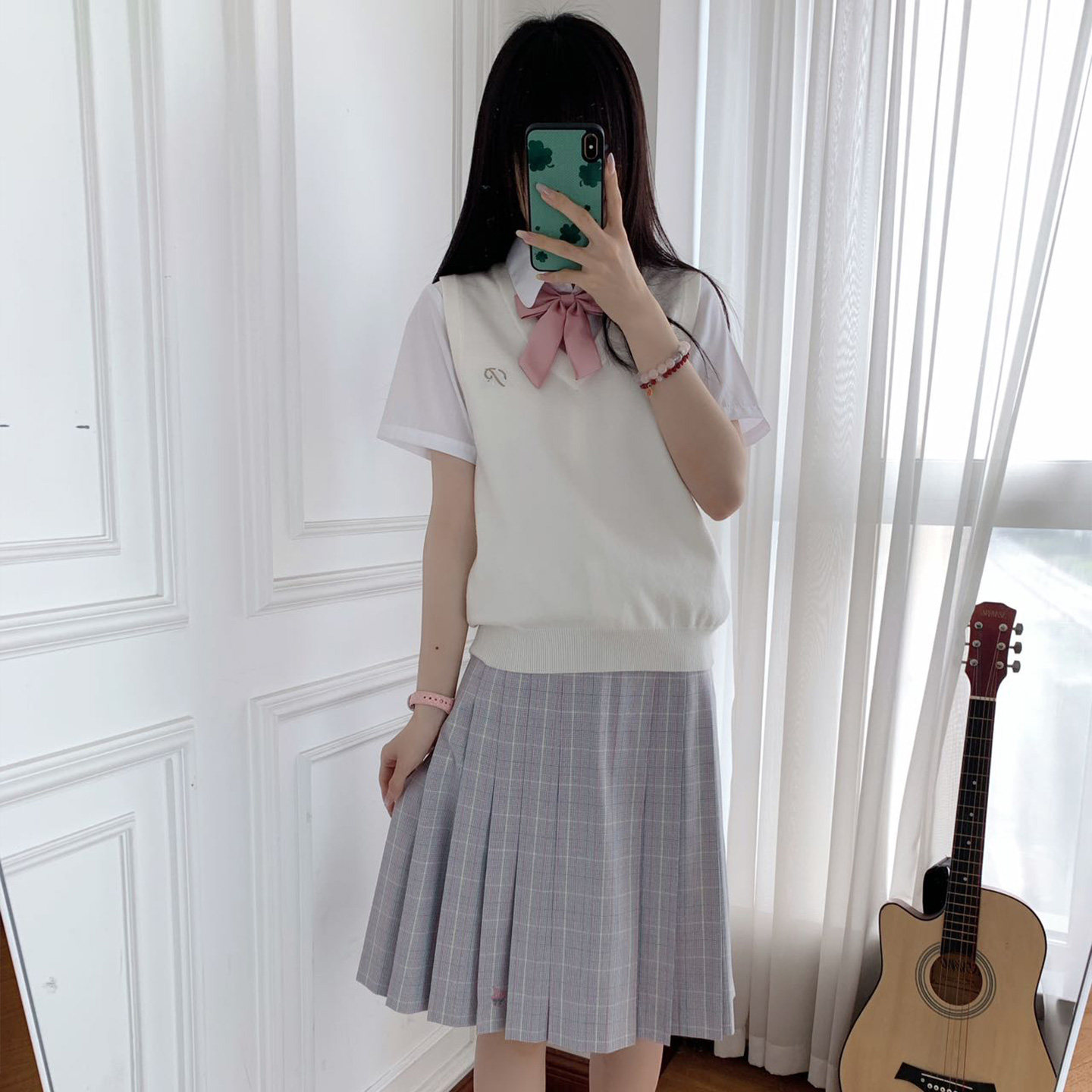 PINOPOCKET口袋商店【小杏芙】tr平纹前箱褶jk百褶裙