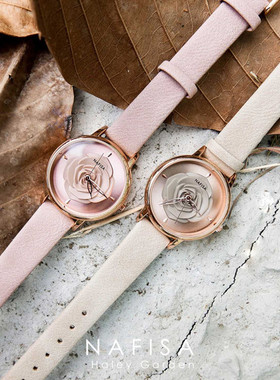 NAFISA海莉花园系列指针式女表皮带石英表原创自制设计个性手表新