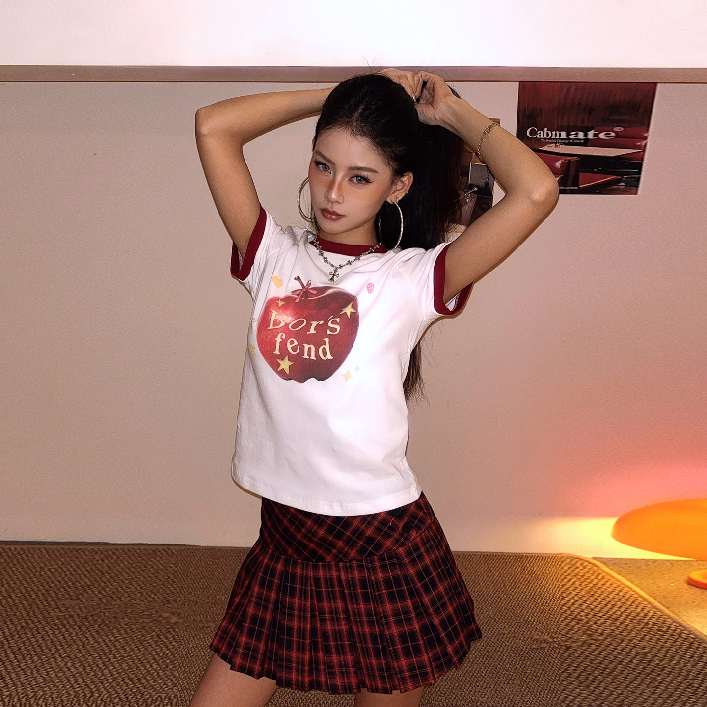 美式潮流印花显瘦短袖T恤女图片