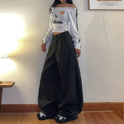 美式复古辣妹运动风休闲裤女