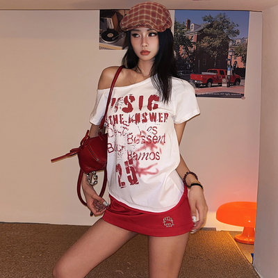 美式复古字母印花短袖T恤女