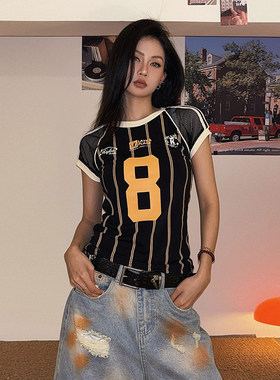 美式潮流复古修身短袖女