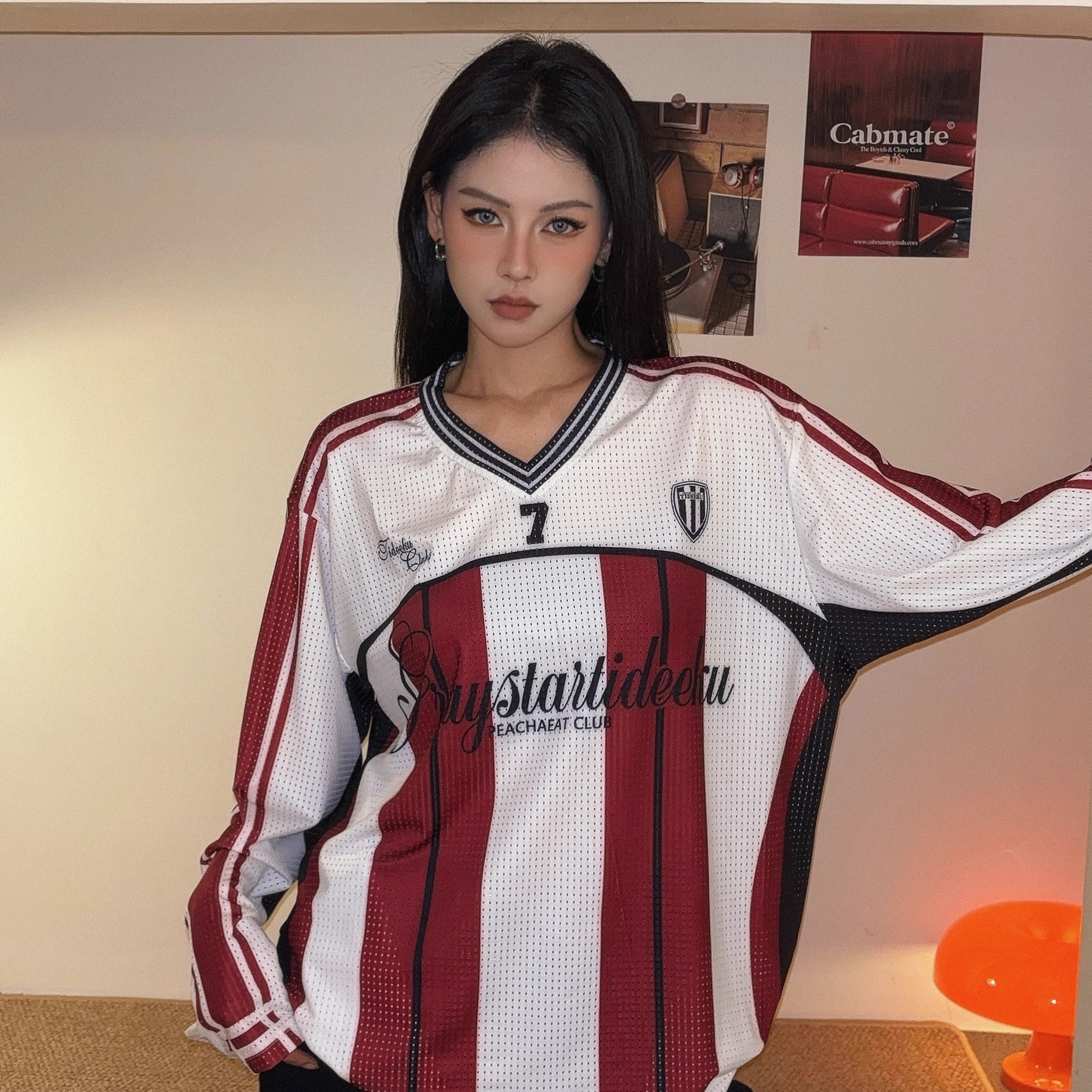 美式复古条纹运动风球衣男女