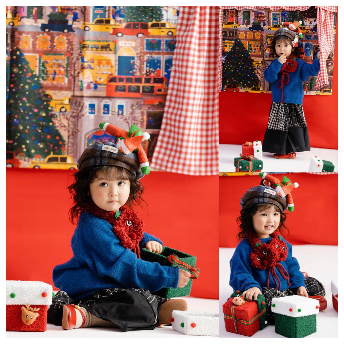 新款儿童摄影2-5岁宝宝圣诞小顽童季节限定主题影楼拍摄服装道具