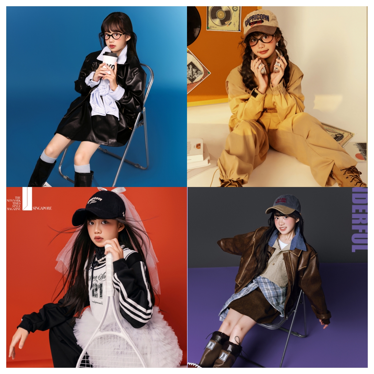 新款儿童摄影潮酷大女孩10岁杂志封面款影楼艺术写真服装拍摄造型