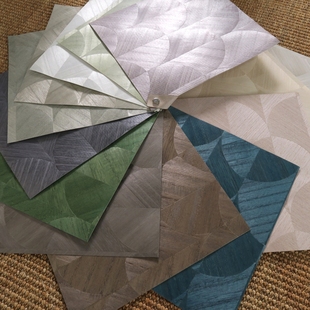 真木皮拼接墙纸 特殊材质壁纸 贝壳纹 扇形 0.915米宽 羽毛 定制