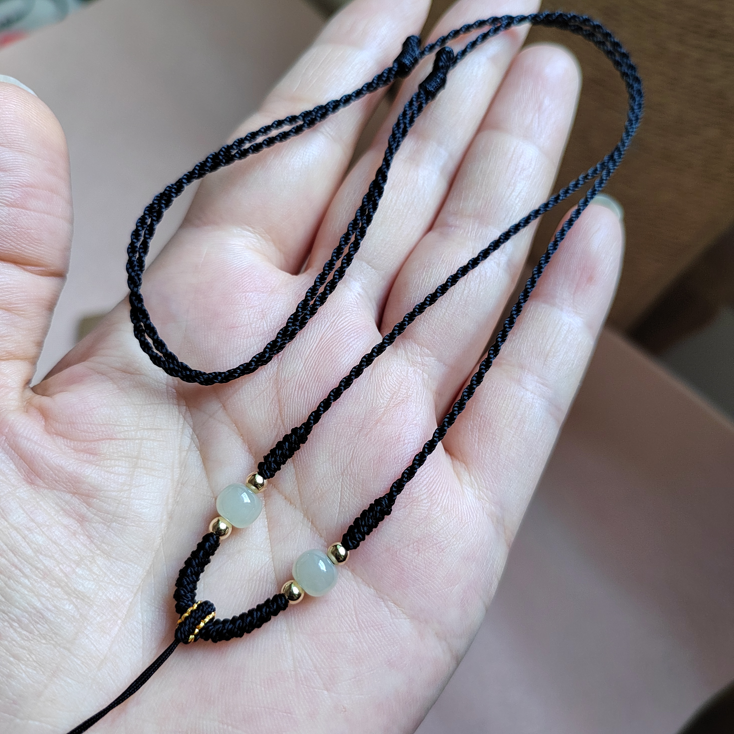 1mm特细手工编织金珠项链绳可挂长命金银玉石吊坠男女可调节绳