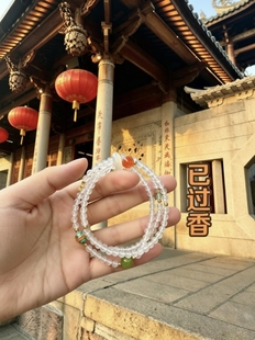 厦门南普陀手串 白玛瑙三圈手串多圈白玛瑙多宝手链礼物已过香