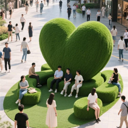 仿真绿雕工艺品定制网红绿雕爱心座椅造型景观户外景区美陈摆件