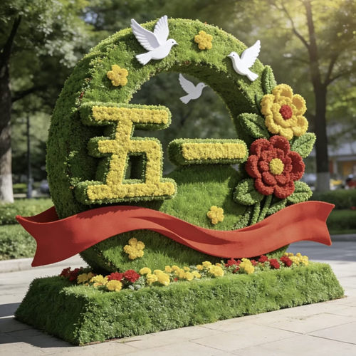 五一景观造型工艺品户外美陈立体装饰摆件市政广场大型仿真绿雕