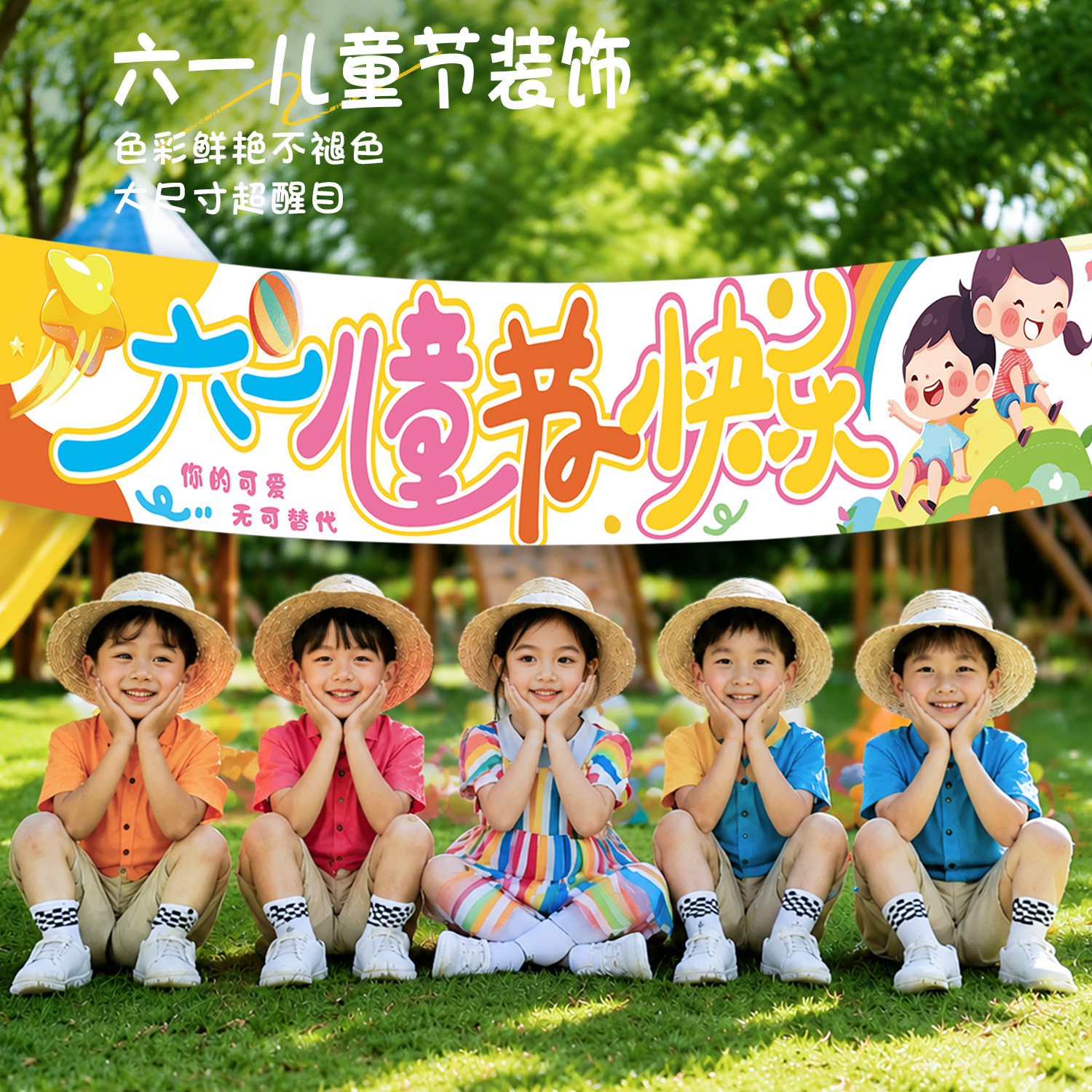 六一儿童节场景布置装饰手拉横幅幼儿园小学户外氛围节日装扮用品
