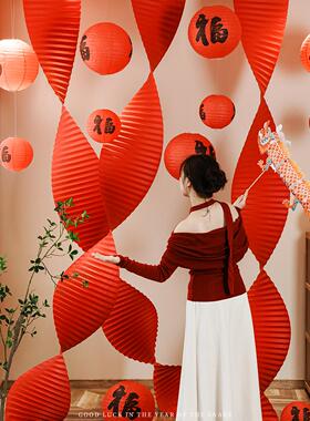 2026马年新年装饰喜字拉花福字灯笼挂饰幼儿园春节氛围节日挂件全