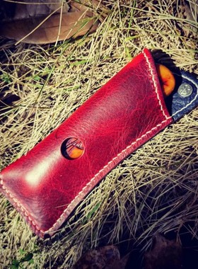 皮套手工Sao Tools进口小牛皮羊皮内衬手工缝线银标皮套