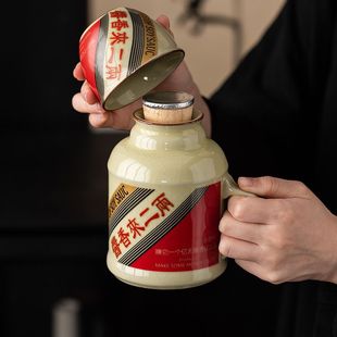 陶瓷小暖壶泡茶杯大容量带盖马克杯茶壶复古老式水壶办公室闷茶壶