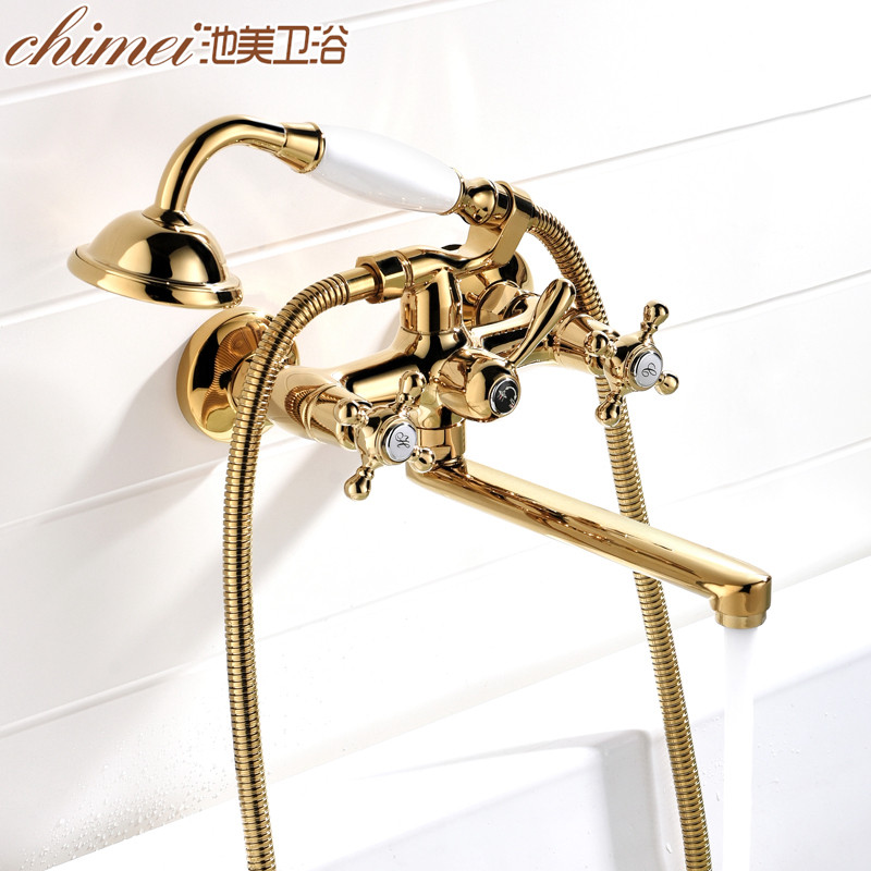 全铜入墙浴缸龙头挂墙淋浴花洒