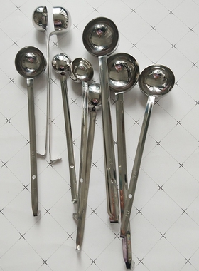 厂家新款不锈钢一体量勺长柄带勾平勺20CC25/30/40/45/50ml调料勺