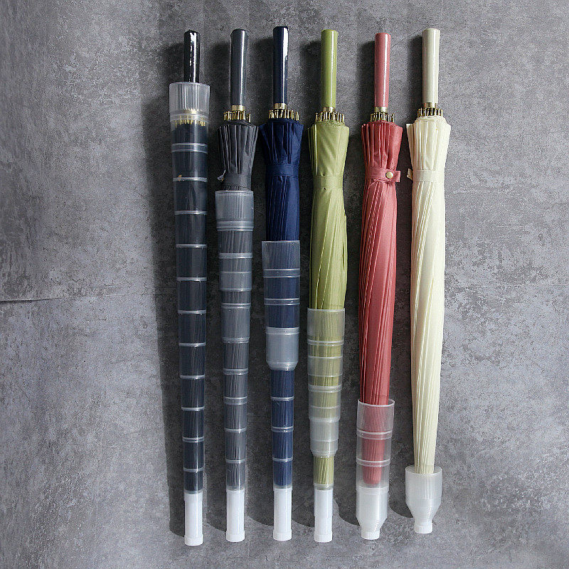 沛欣雨伞加大24骨复古风抗风防滴水套直杆皮柄双人大伞黑色长柄伞