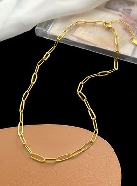 法式轻奢十字素链钛钢男女百搭简约小众设计情侣闺蜜学生礼物项链