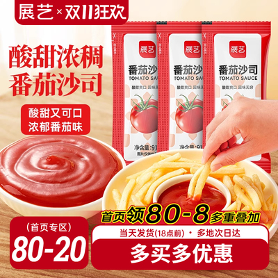 展艺番茄酱9g小包装商家用儿童官方旗舰店整披萨薯条蕃茄沙司蘸酱