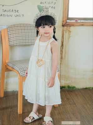 2026夏季新款专柜正品 女小童韩版纯棉吊带连衣裙52101