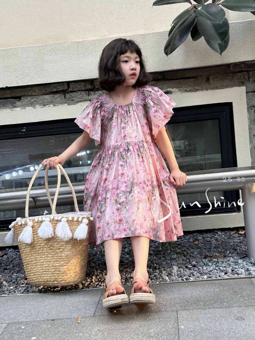 断码特价 夏季新款专柜正品 女童中大童韩版休闲碎花短袖连衣裙