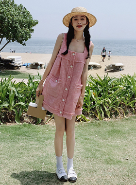 现货2024夏季原创旅拍新款小香风无袖流苏连衣裙L2333-P115-K178