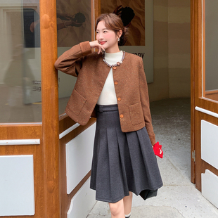 2025早冬小香风圆领毛呢短外套2C208-W2560-P165-K258
